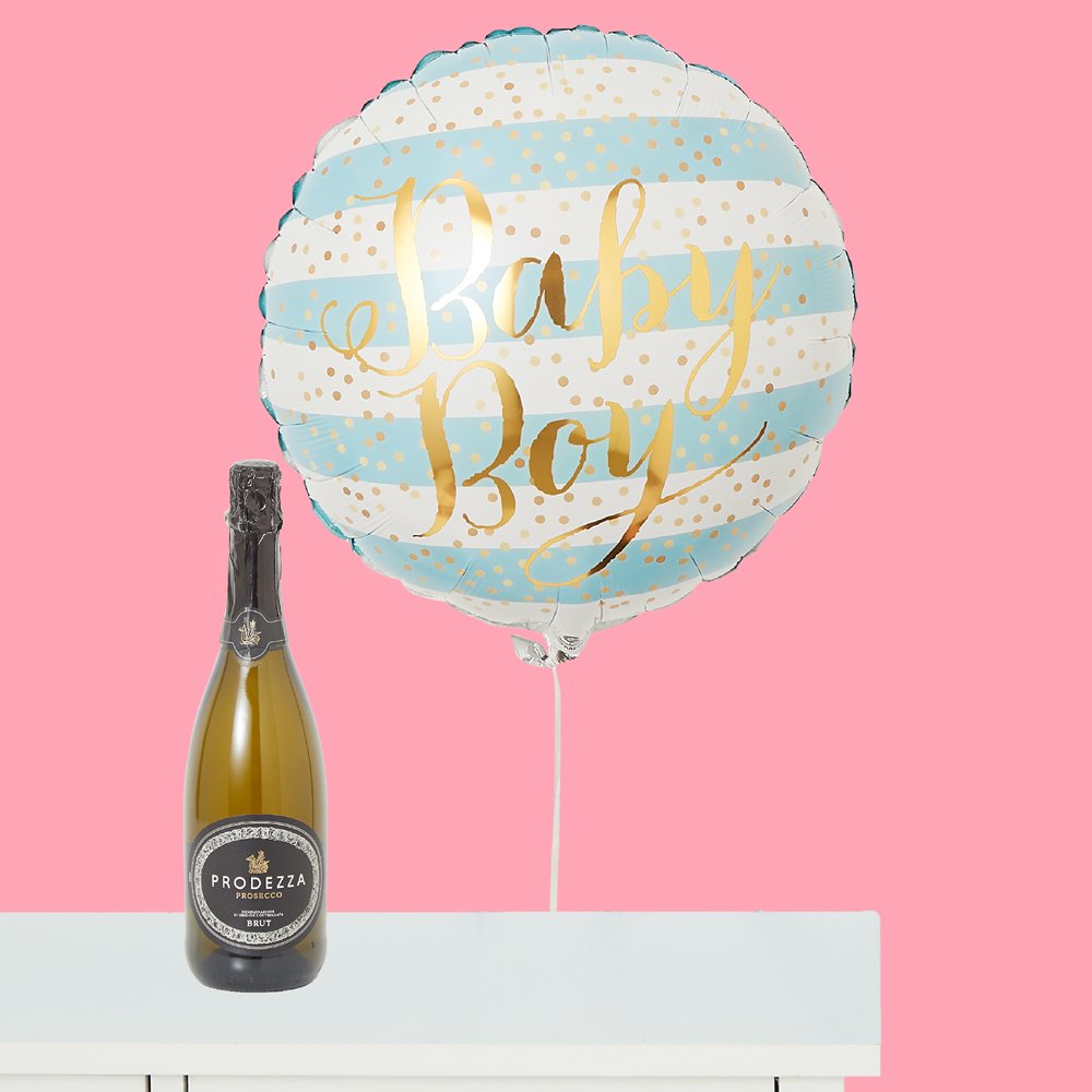 Via Vai Baby Boy Balloon & Prosecco Gift Set