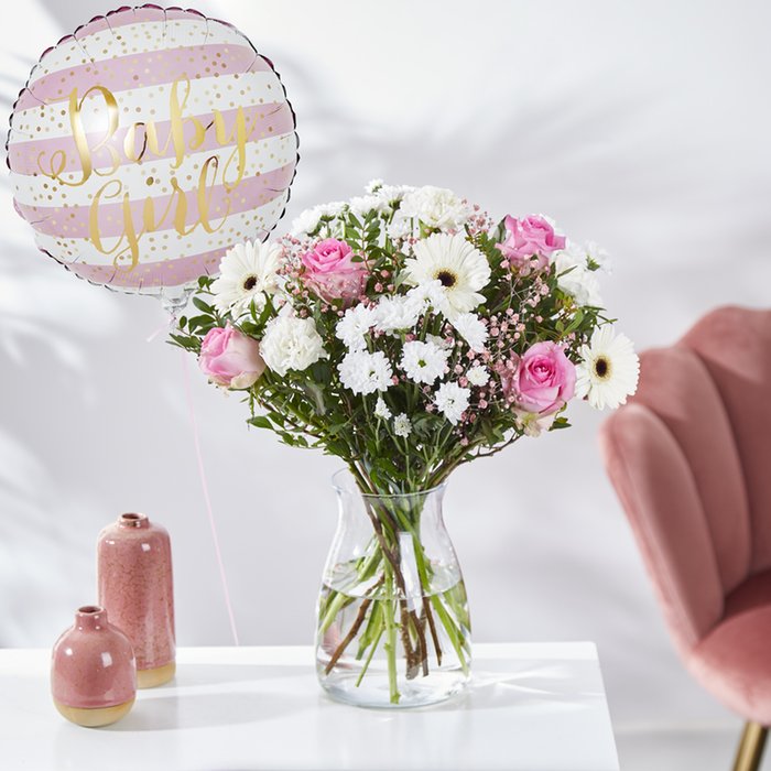 Baby Girl Bouquet and Balloon