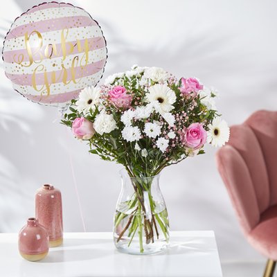 Baby Girl Bouquet and Balloon