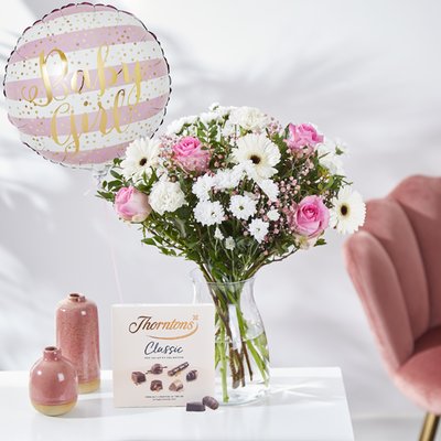 Baby Girl Bouquet, Balloon and Chocs
