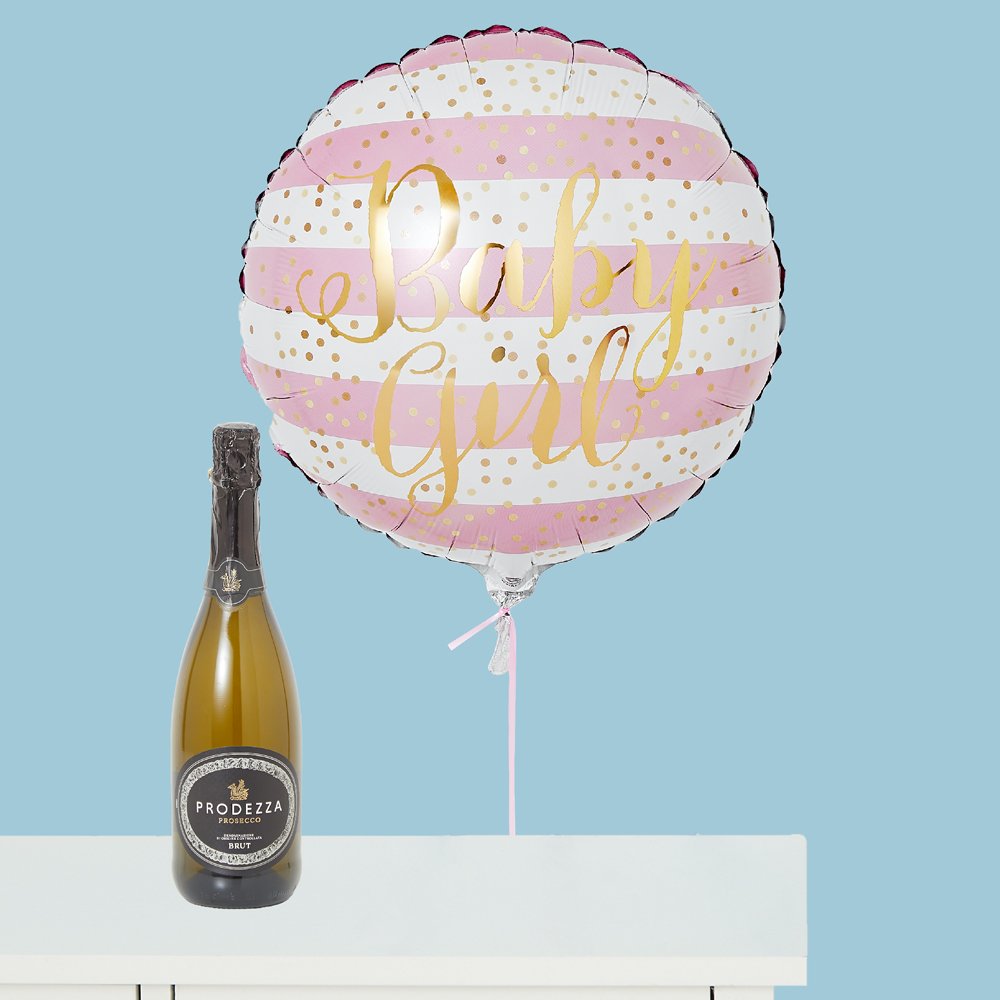 Via Vai Baby Girl Balloon & Prosecco Gift Set