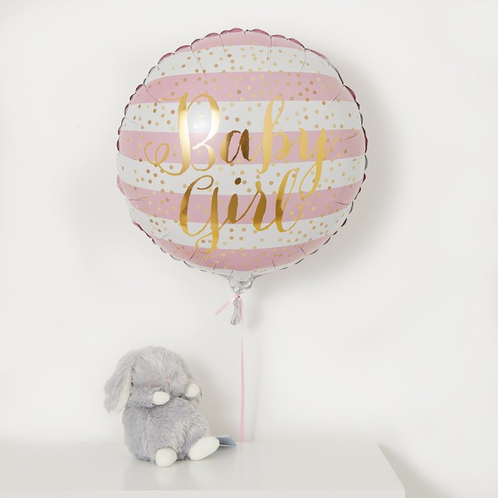 Baby Girl Balloon & Bunny Plush Gift Set