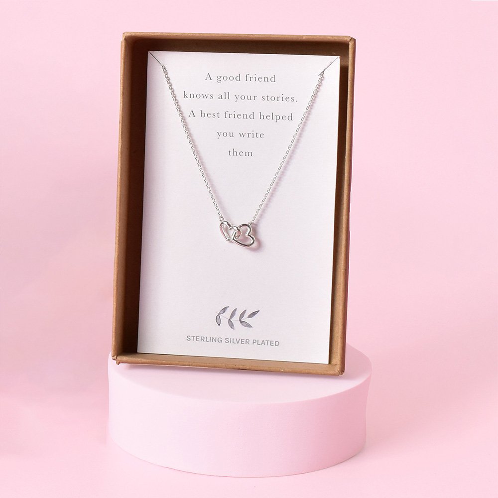 Lisa Angel Best Friend Silver Hearts Necklace