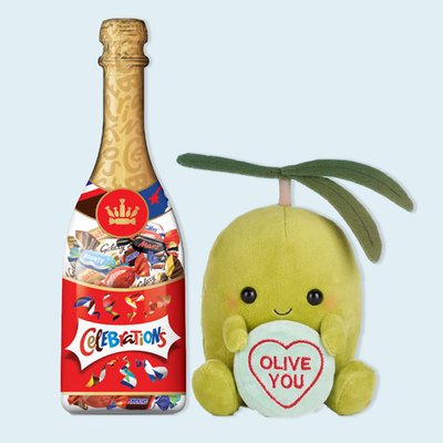Celebrations Bottle & Olive You Plush