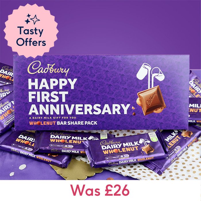 Cadbury Dairy Milk Happy First Anniversary Whole Nut Chocolate Pack (Contains x10 120g Bars)