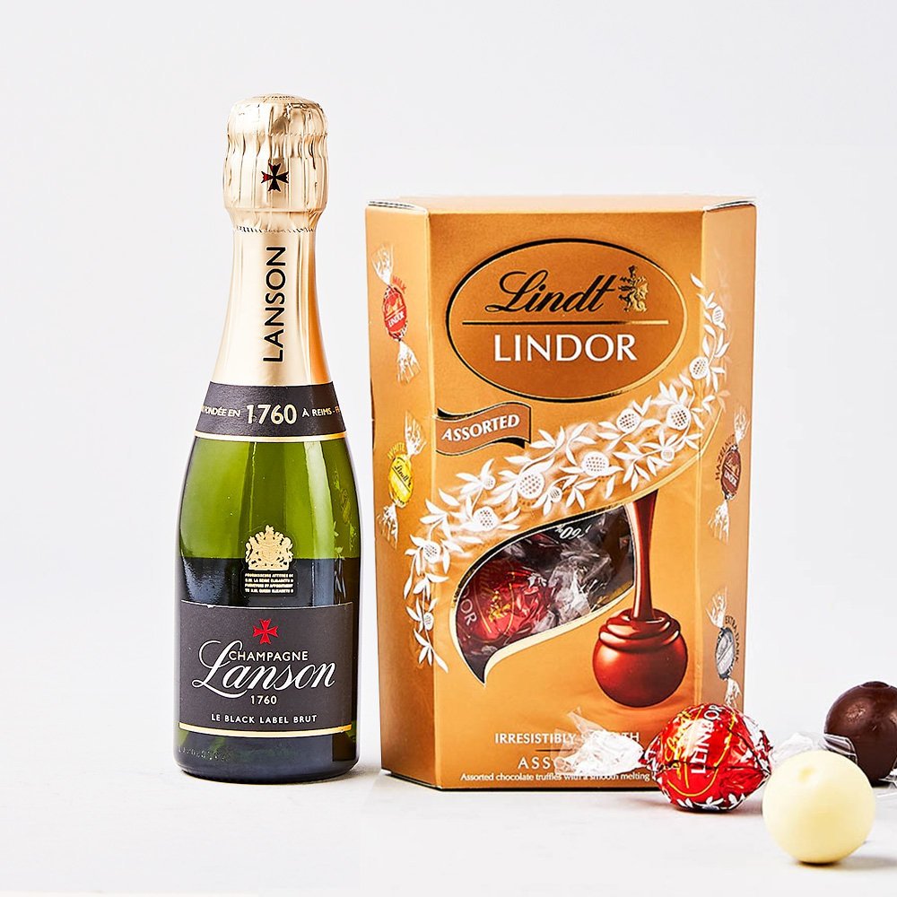 Lindor Lanson Champagne 200Ml & Lindt Truffles 200G Gift Set Chocolates