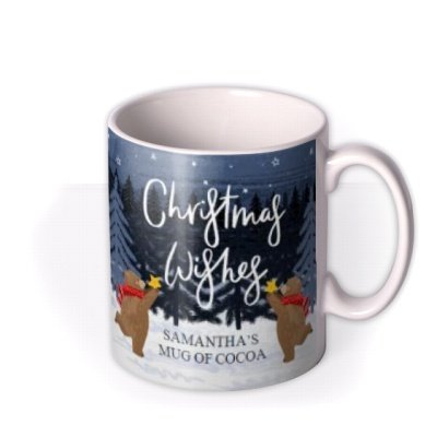 Traditional Christmas Mug Of Cocoa Featuring A Family Of Bears