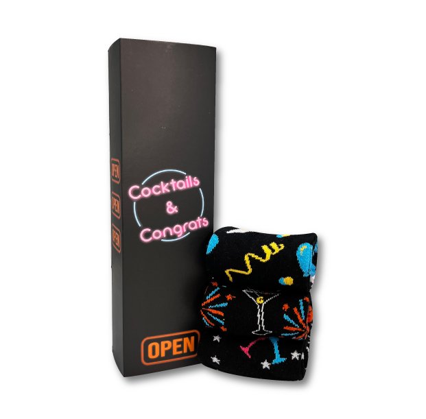 Urban Eccentric Cocktails & Congrats 3Pk Socks Gift Set (7-11)