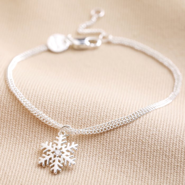 Lisa Angel Snowflake Charm Silver Bracelet