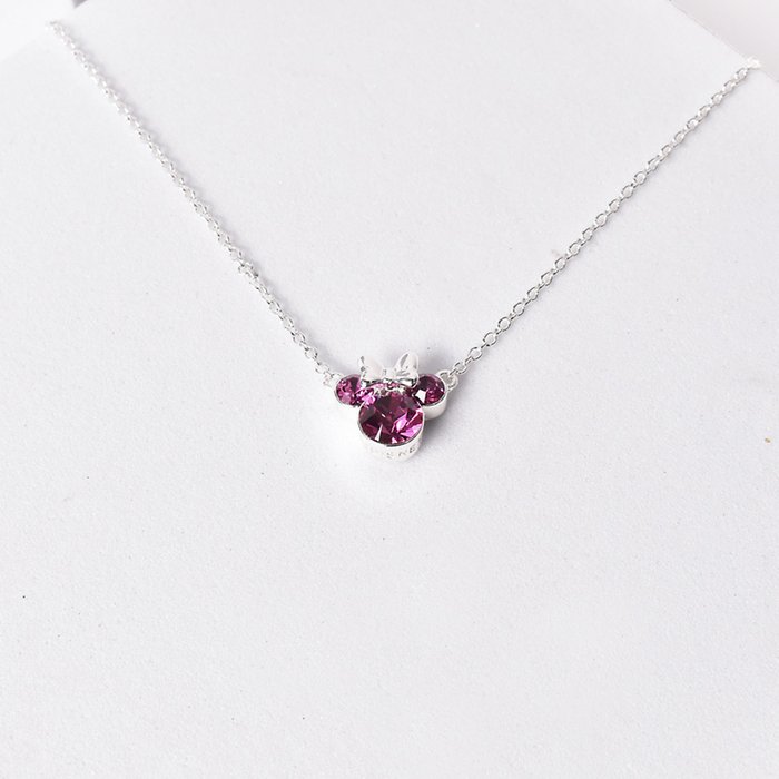 Disney Minnie Mouse Purple Sterling Silver Crystal Necklace