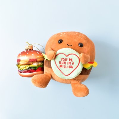 Swizzels Love Hearts Burger Soft Toy & Room Dec Gift Set
