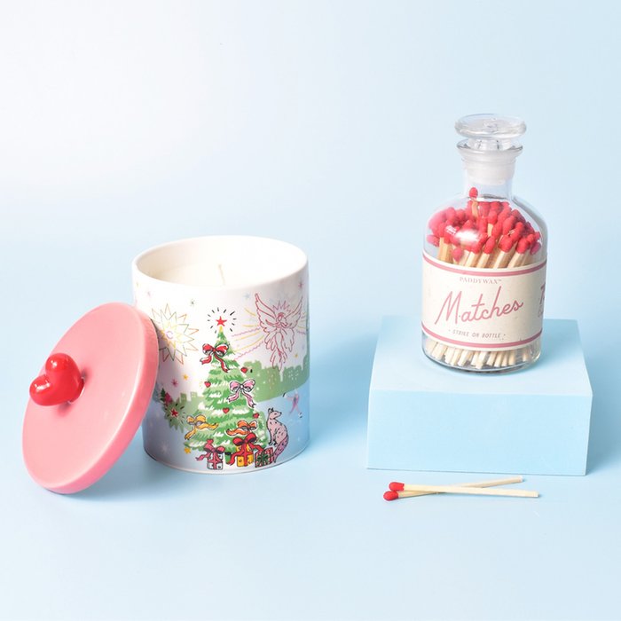 Cath Kidston Pink Christmas Tree Candle & Matches Bundle