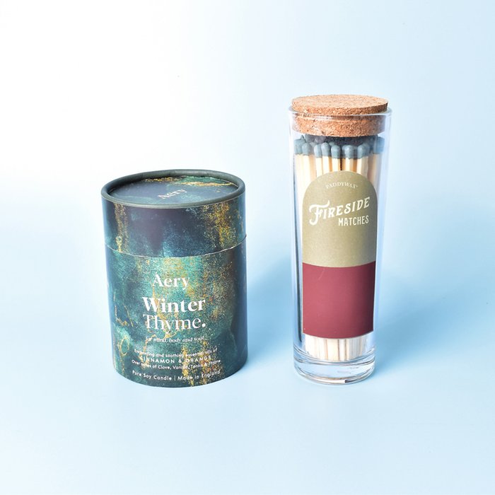 Aery Winter Thyme Candle & Green Fireside Matches