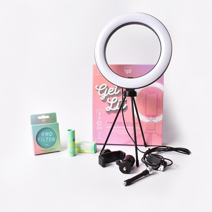 Yes Studio Pineapple Lip Balm, Compact Mirror, Get Lit Selfie Light