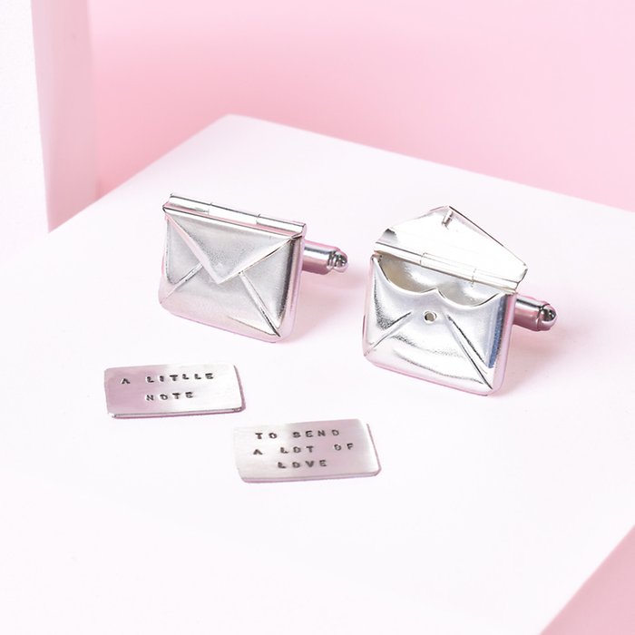 Posh Totty Sterling Silver 'A Little Note to Send a Lot of Love' Envelope Cufflinks
