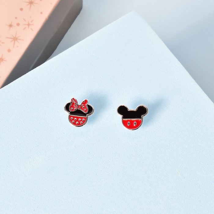 Disney Mickey & Minnie Silver Plated Enamel Earrings