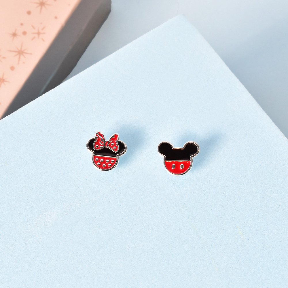 Disney Universal Disney Mickey & Minnie Silver Plated Enamel Earrings