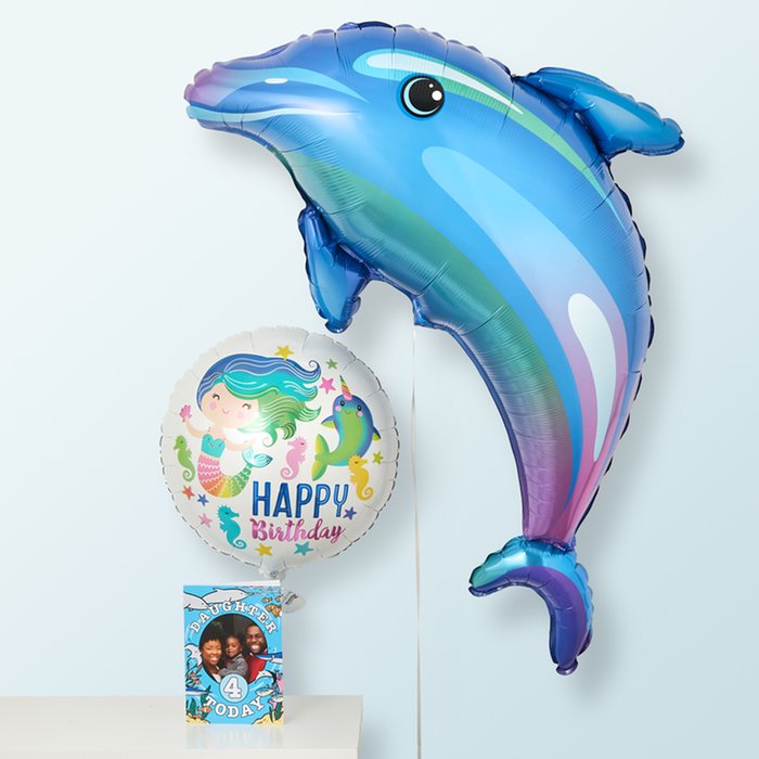 Dolphin Birthday Balloon Duo