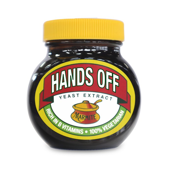 Hands Off Marmite Jar