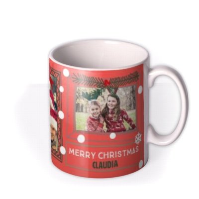 Merry Christmas Snow Frame Photo Upload Mug