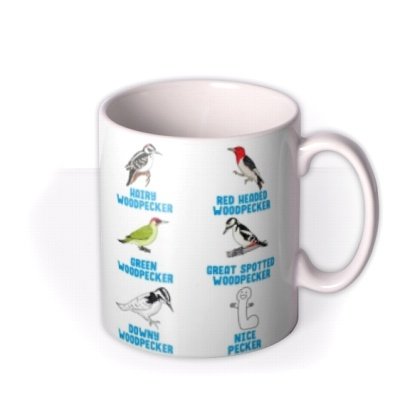 Funny Illustrations Various Birds Woodpecker Nice Pecker Mug