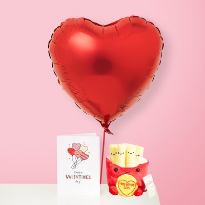 Heart Balloon & Fries Before Guys Soft Toy Gift Set