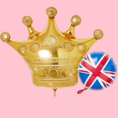 Coronation Crown & Union Jack Balloons