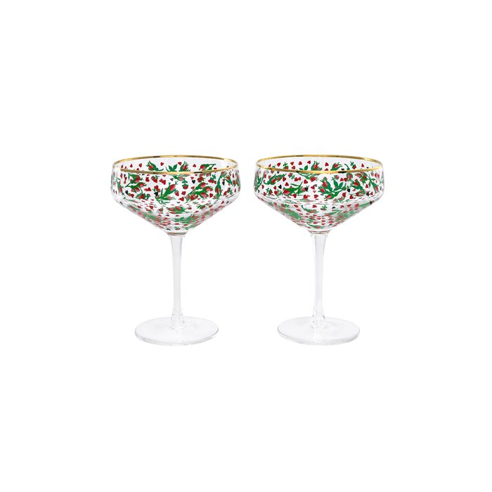 Cath Kidston Rose and Hearts Pair of Champagne Coupes 