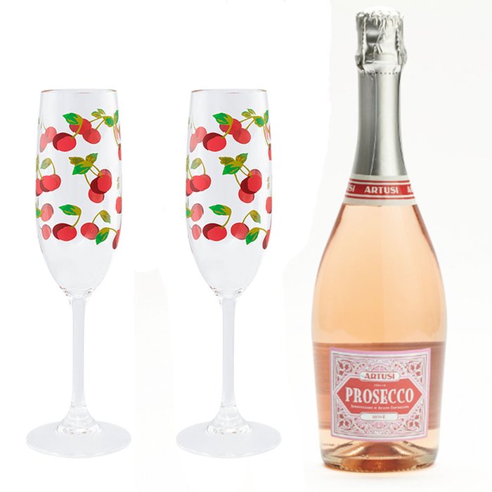 Cath Kidston Flutes and Rosé Prosecco Gift Set 75cl