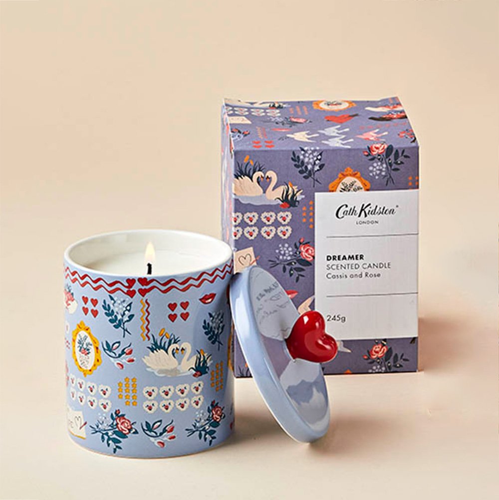 Cath Kidston Cassis And Rose Ceramic Candle