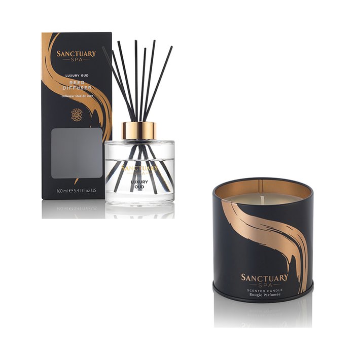 Sanctuary Spa Luxury Oud Reed Diffuser & Scented Candle Gift Set