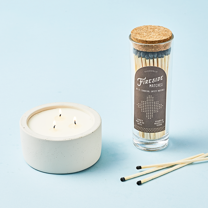 Bourbon Cedar Concrete Candle & Safety Match Gift Set