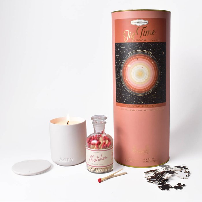 Aery Nordic Cedar Candle, Strike On Jar Matches & Celestial Heavens Puzzle