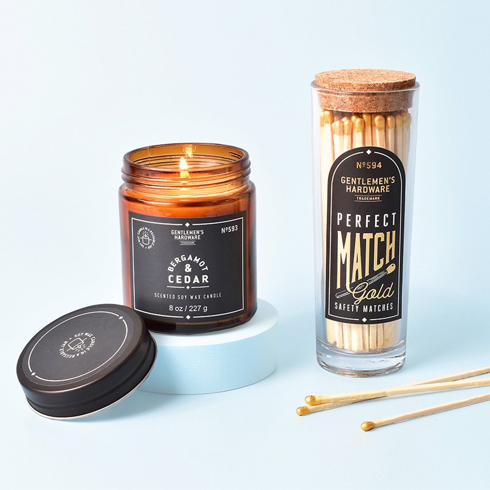 Gentlemen's Hardware Bergamot & Cedar Candle & Matches Gift Set