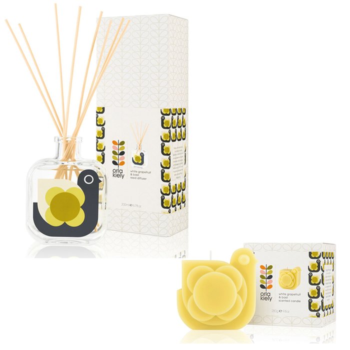 Orla Kiely White Grapefruit and Basil Hen Candle & Diffuser Moonpig