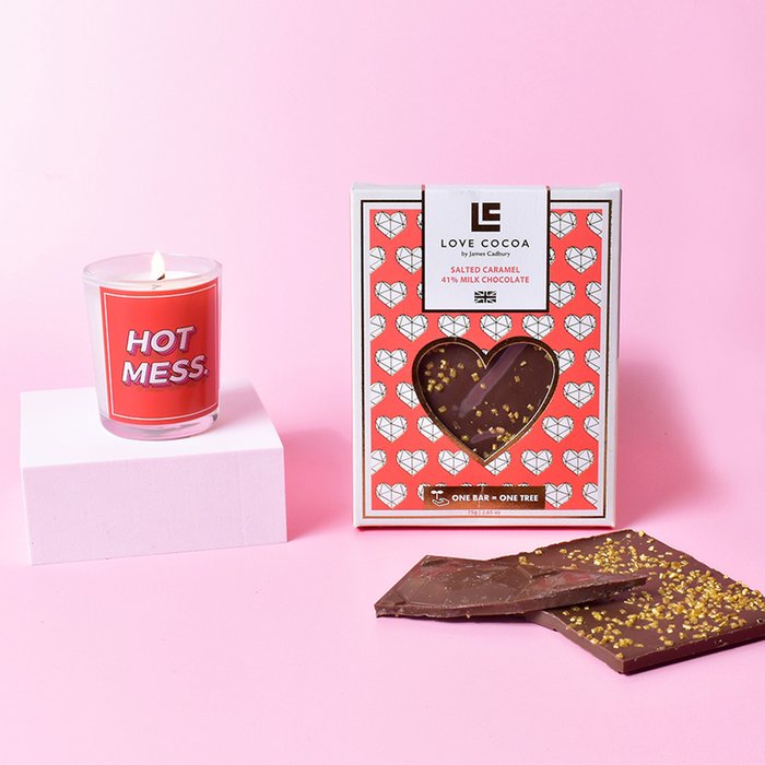 Hot Mess Candle & Salted Caramel Chocolate Gift Set