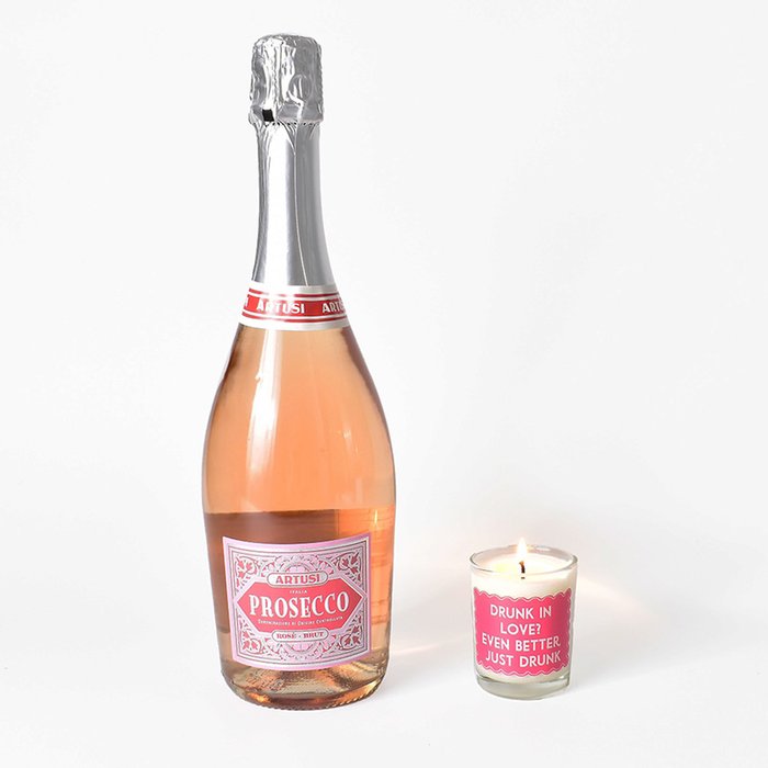 Drunk in Love Candle & Artusi Rosé Prosecco Gift Set