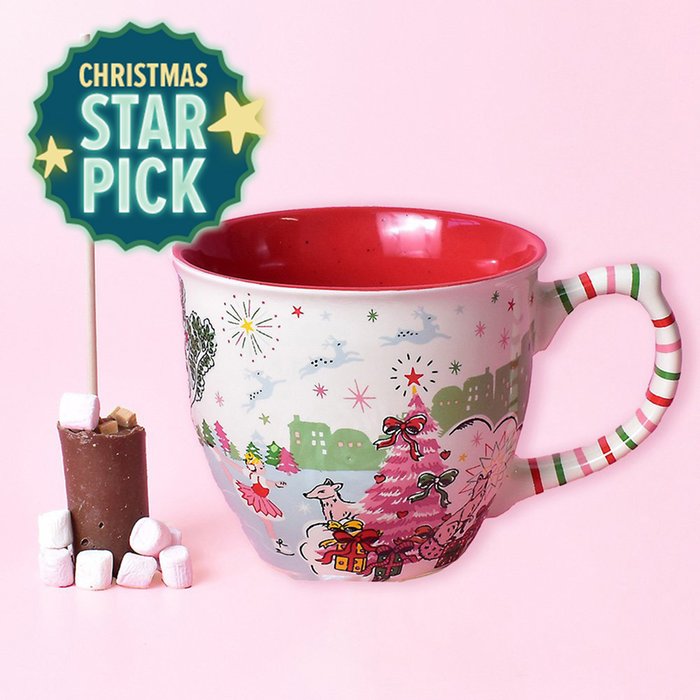 Cath Kidston Candy Cane Mug & Gnaw Hot Chocolate Stirrer Bundle