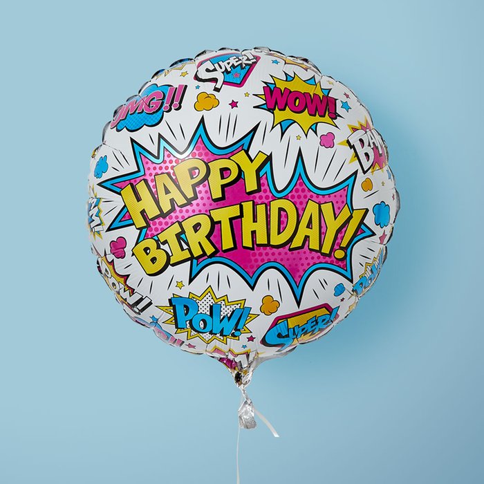 White Comic Book Birthday Balloon