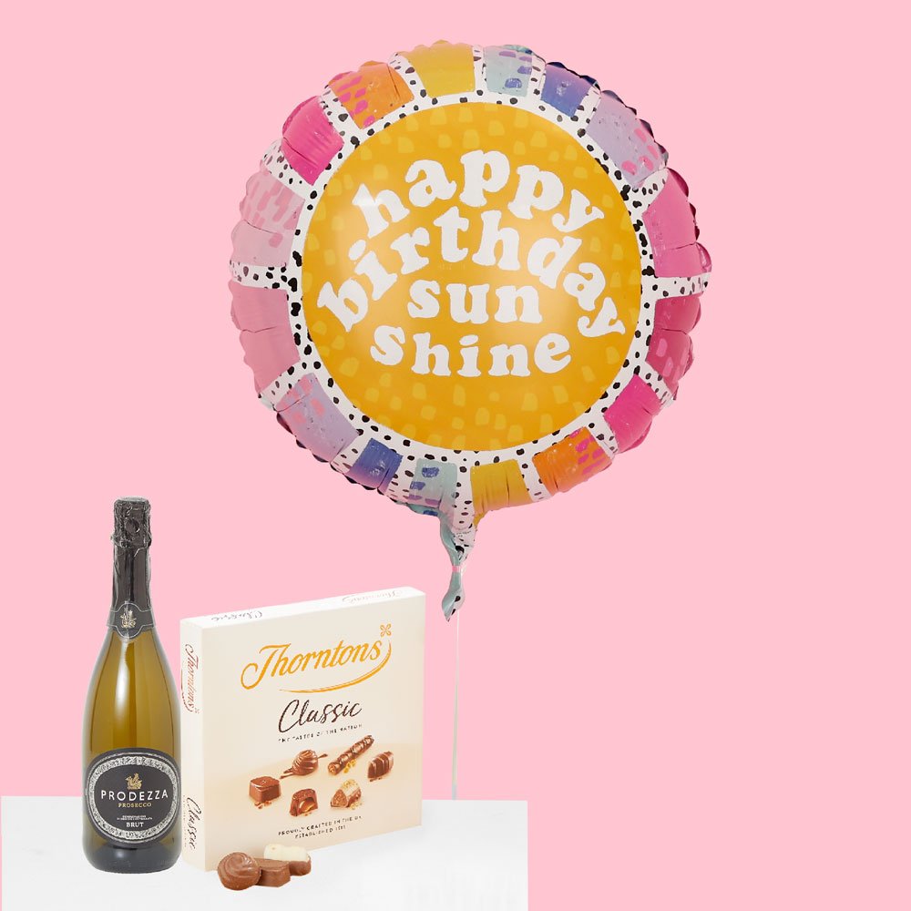 Thorntons Birthday Sunshine Balloon, Fizz & Chocolates Set