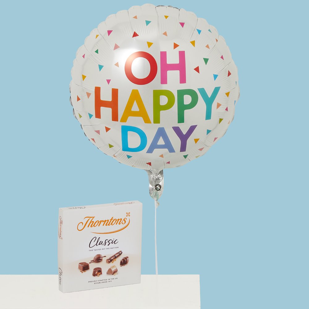 Moonpig Oh Happy Day Balloon & Thorntons Classic Chocolates