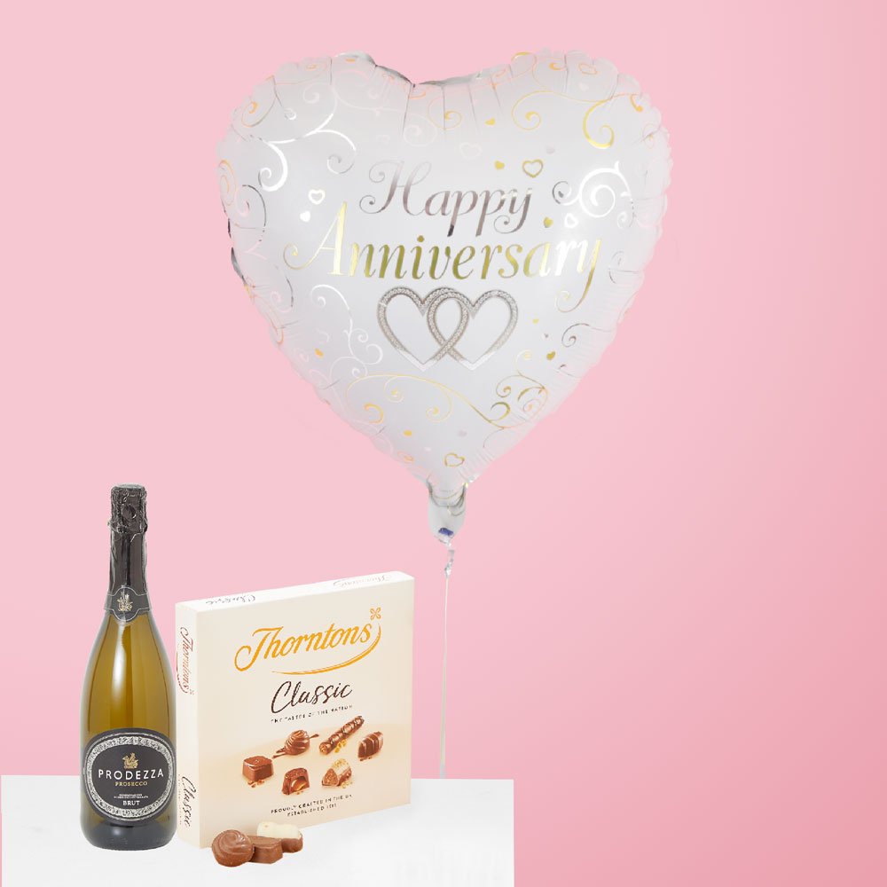 Thorntons Anniversary Balloon, Fizz & Chocolates Set