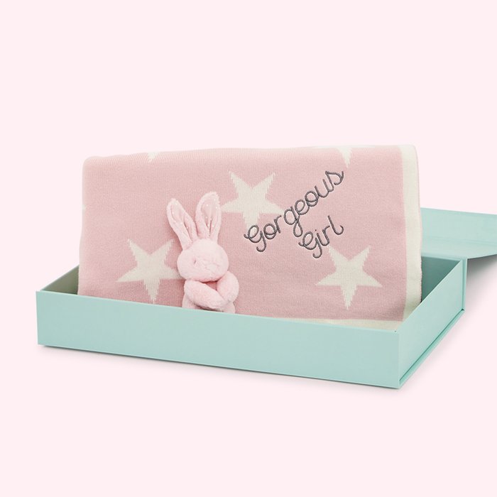 My 1st Years Baby Pink Star Blanket & Bunny Gift Box
