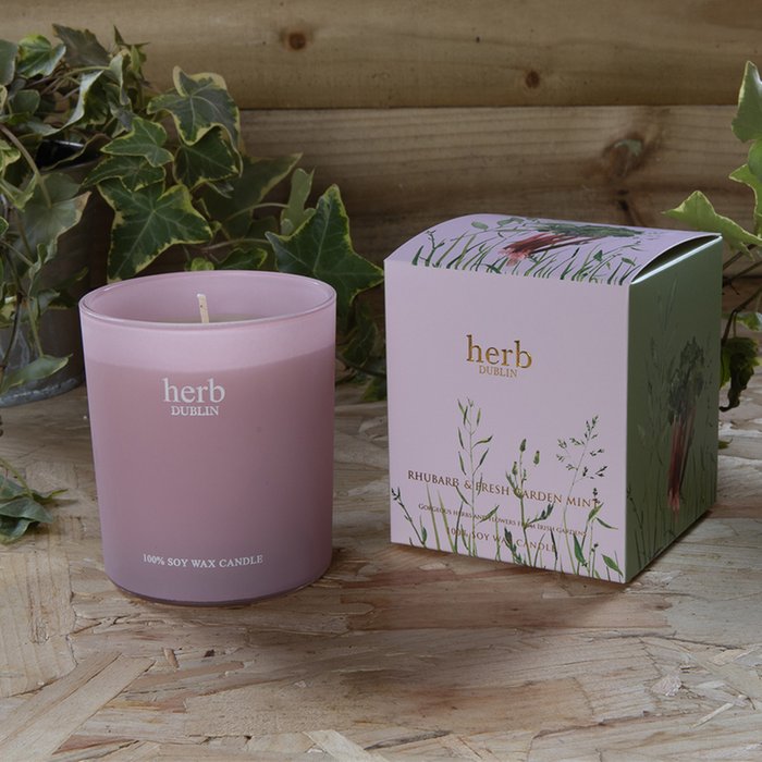 Rhubarb & Wild Garden Mint Jar Candle by Herb Dublin