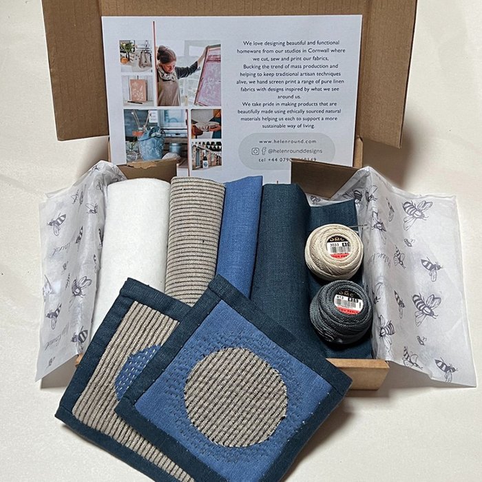 Slow Stitch Linen Coaster Kit by Helen Round Moonpig