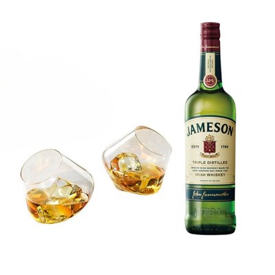 Jameson Irish Whiskey with Rocking Whiskey Glasses