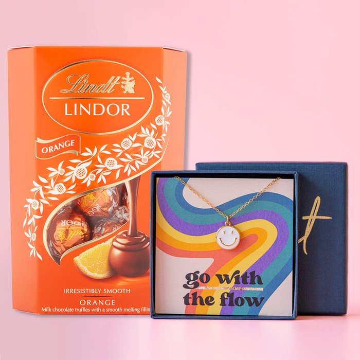 Lindt Orange Truffles & 'Go With The Flow' Necklace Gift Set