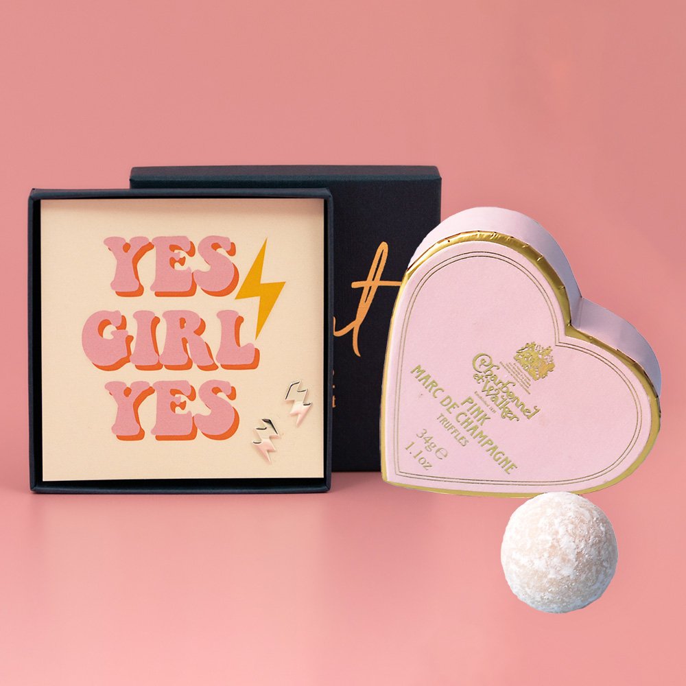 Charbonnel Et Walker Yes Girl Earrings & Truffles Gift Set