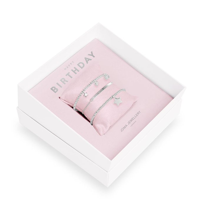 Joma Jewellery 'Happy Birthday' Bracelet Trio Gift Box