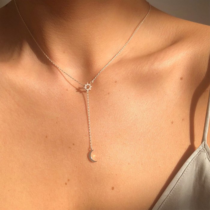 Moon and Sun Lariat Necklace